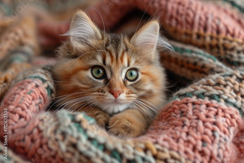 beautiful kittens in a blanket
