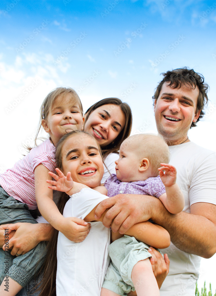 Cheerful happy family in wheat field Cheerful happy family in wheat field