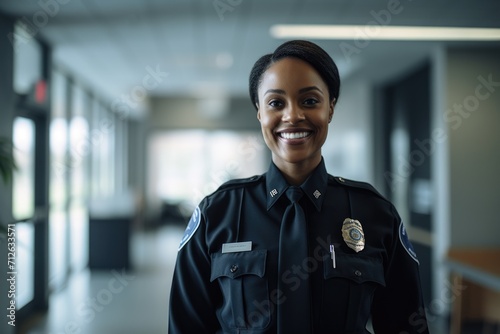 Portrait of a smiling young female police officer