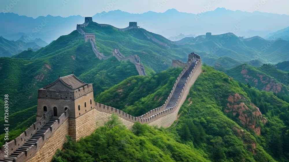 Fototapeta premium great wall of china with a beautiful sky