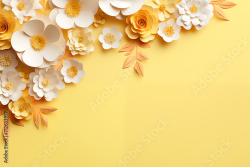 Wallpaper Mural Tasteful Mothers Day or Women's Day yellow background or banner. Delicate springtime flowers with copy space Torontodigital.ca
