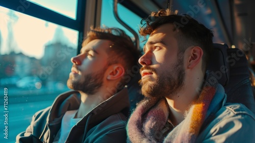 couple of gay men on a bus in high definition and quality. gay men concept © Marco