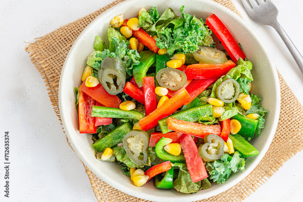 Fresh Vegetable Salad in a Bowl Top Down Photo Fresh Vegetable Salad in a Bowl Top Down Photo