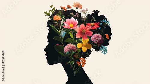Silhouette of Woman With Flower Bouquet in