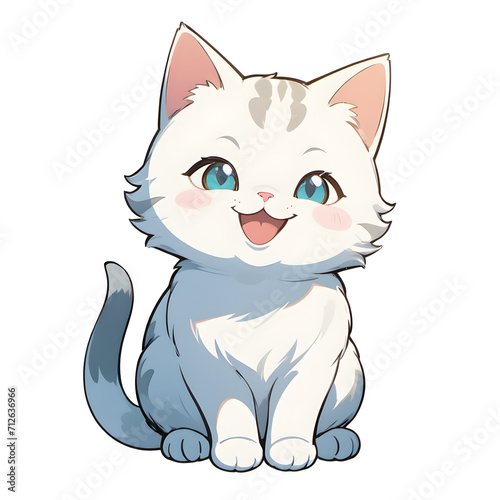 A Cute Smiling Cat Illustration with Transparent Background