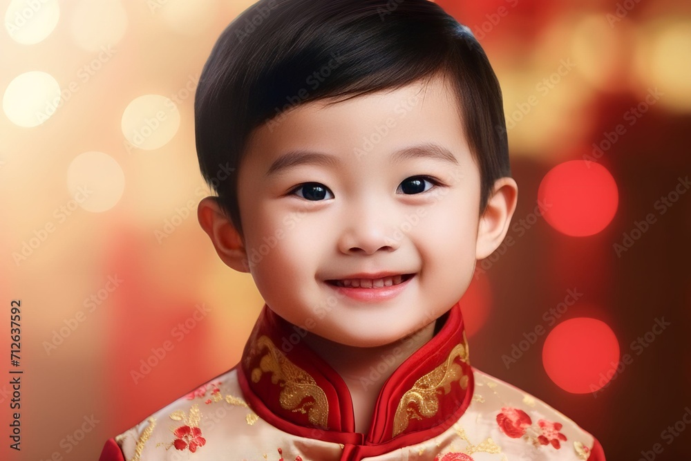 Asian Chinese kid smiling celebrate Chinese New Year Asian Chinese kid smiling celebrate Chinese New Year