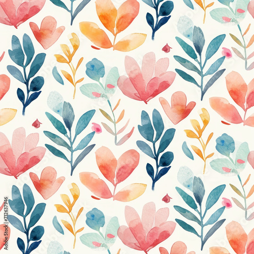 Pastel Watercolor Floral Seamless Pattern