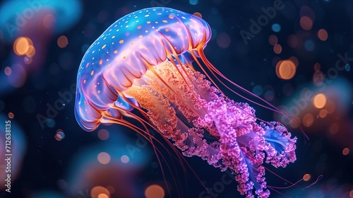 Vibrant jellyfish with glowing tentacles