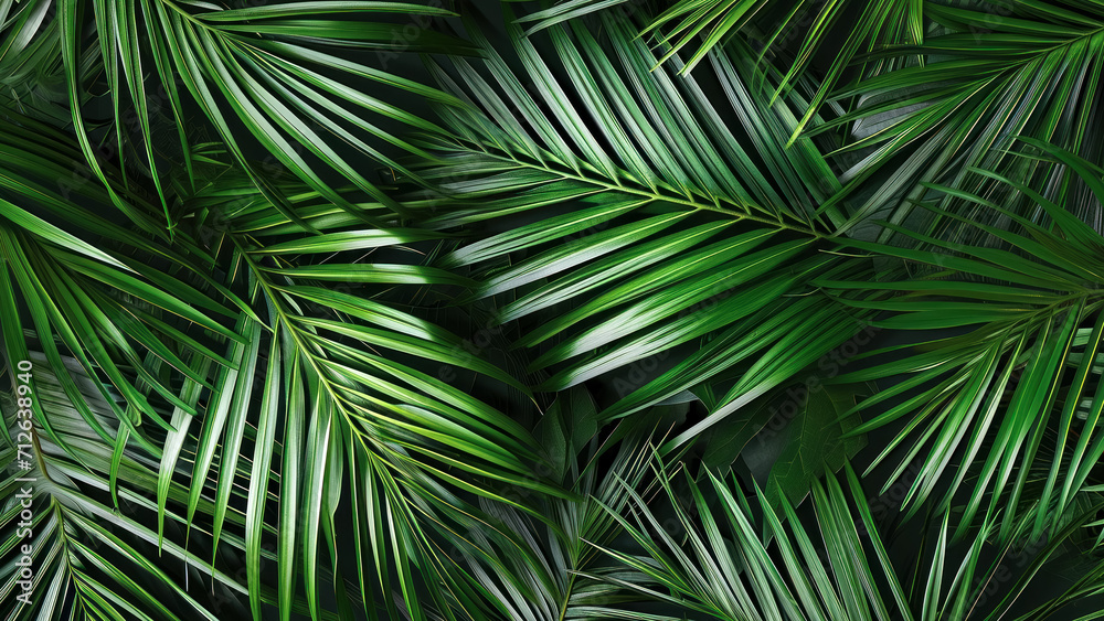 Banner made of intertwined palm leaves, idea for background for Palm Sunday and Easter - obrazy, fototapety, plakaty 