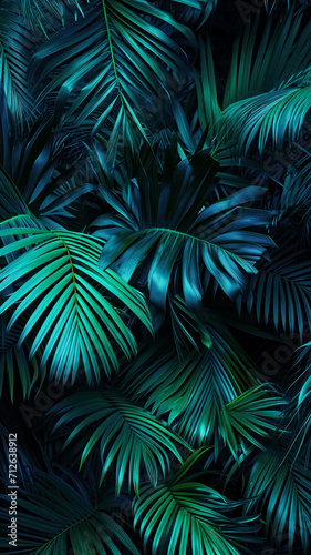 many palm leaves occupy all the space of the background  an idea for wallpaper or phone screen