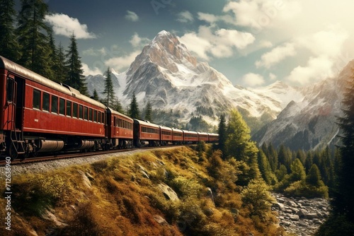 Train in mountains. Generative AI