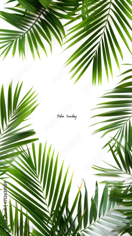 Naklejka premium Vertical banner for Palm Sunday with text in the middle, idea for wallpaper