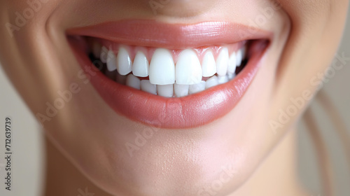 Healthy white teeth and pink gum of a woman, beautiful smile. Dental care  concept
