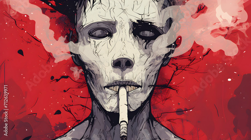 concept of smoking kills abstract face