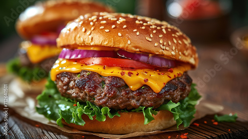 Hamburger, close-up	
