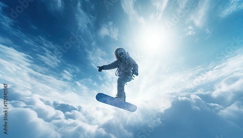 winter sport snowboarder man jumping