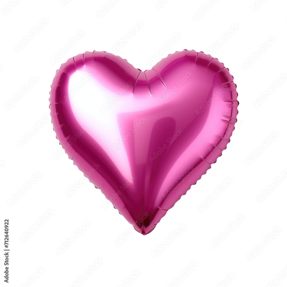 pink heart helium balloon. Birthday balloon flying for party and celebrations. Isolated on white background. Generative AI