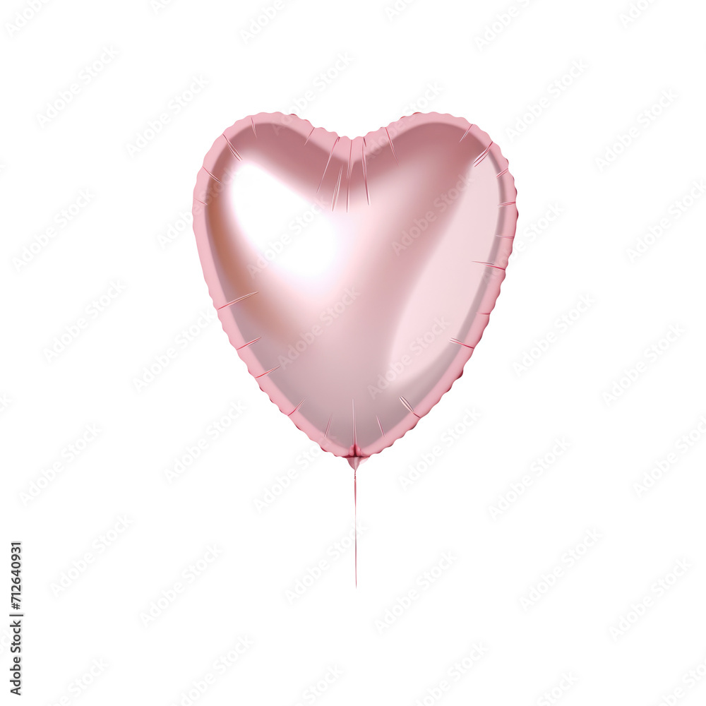pink heart helium balloon. Birthday balloon flying for party and celebrations. Isolated on white background. Generative AI pink heart helium balloon. Birthday balloon flying for party and celebrations. Isolated on white background. Generative AI