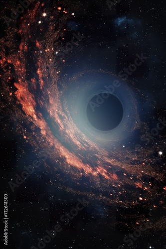 deep black hole in open space  glowing light and wormhole in outer cosmos  astronomy concept