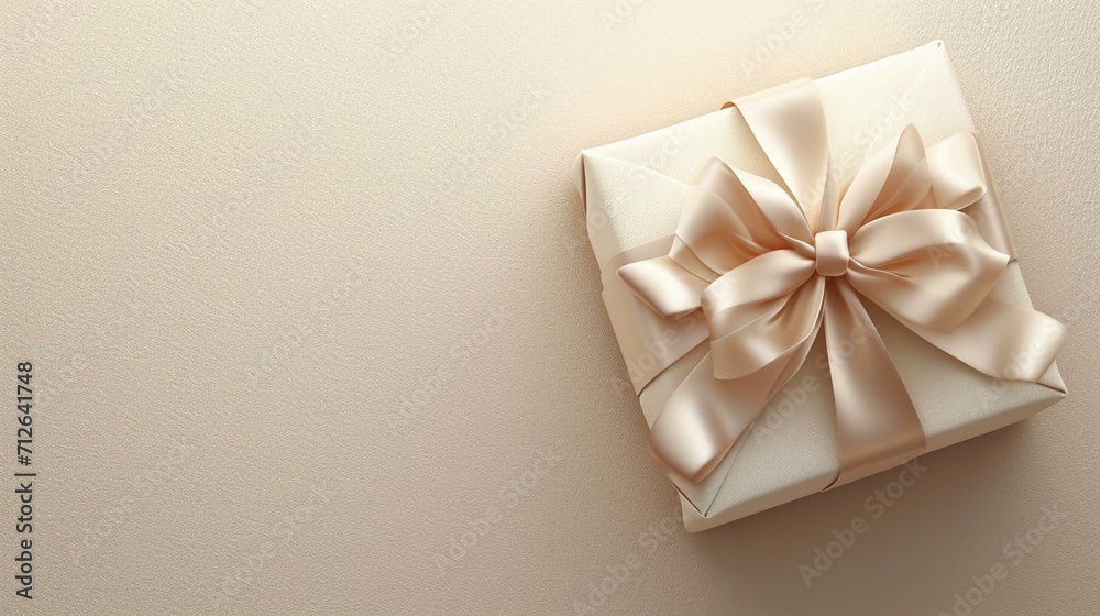 Top view of a 3D-rendered white gift box with a pearlized finish, radiating opulence and sophistication. [Pearlized white gift box elegance top view 3D gift wrap free space for tex Top view of a 3D-rendered white gift box with a pearlized finish, radiating opulence and sophistication. [Pearlized white gift box elegance top view 3D gift wrap free space for tex