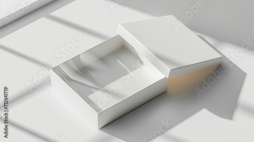 Minimalist white gift box with a transparent lid, allowing a sneak peek of the thoughtful contents inside. [Transparent lid white gift box elegance top view 3D gift wrap free space