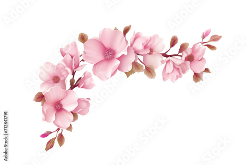 pink flowers on white background. Generative AI