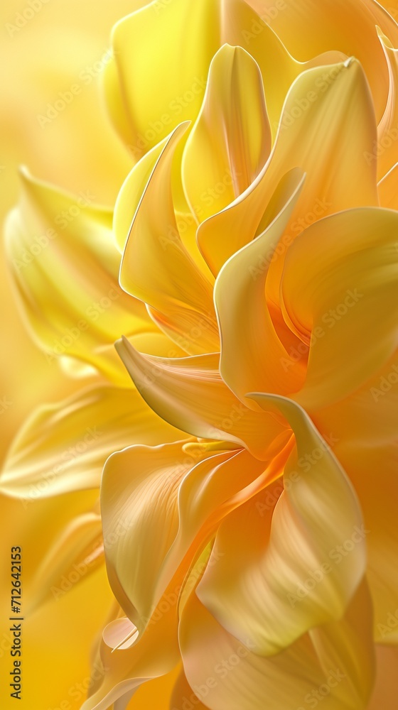 Obraz premium Macro shot of a daffodil's vibrant bloom, highlighting wavy petals in sunlight.