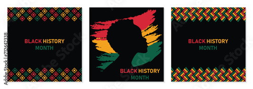 Black history month social media post square banner design. Black history month background. Neo Geometric pattern concept. Vector illustration