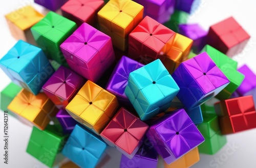 colorful background. cubes towering on a white background.