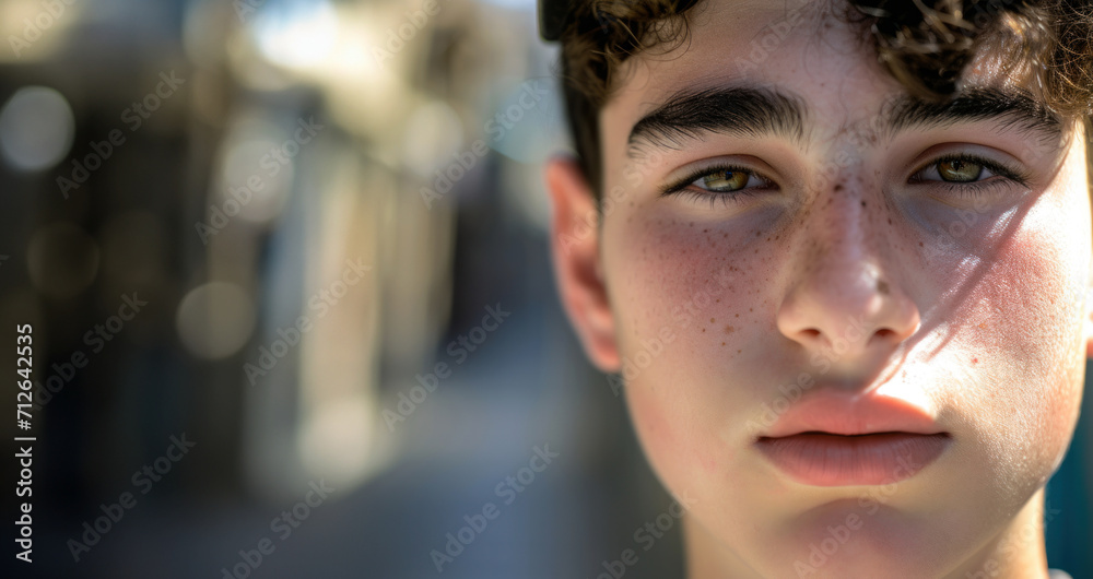 portrait of a young guy on the street of the old city on a sunny day, space for concept, teenage therapy and mental health portrait of a young guy on the street of the old city on a sunny day, space for concept, teenage therapy and mental health