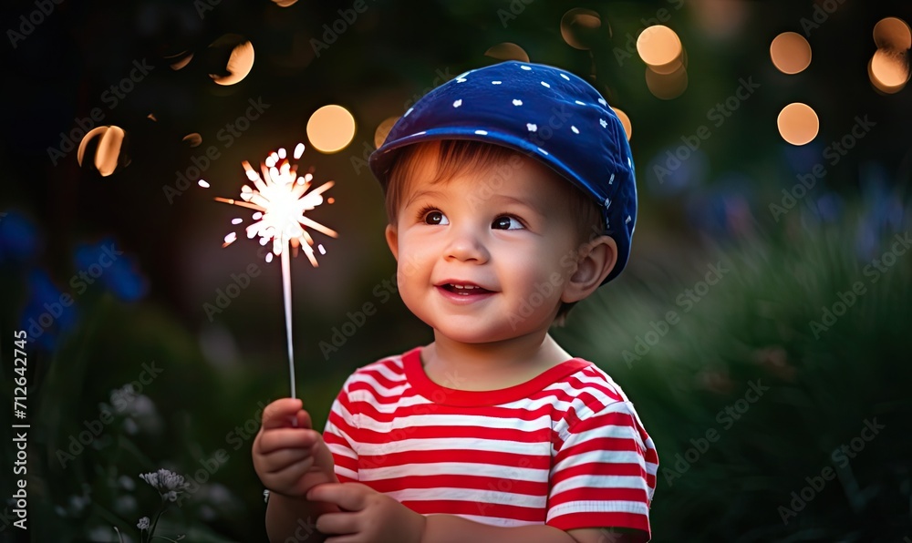 A Young Boy Captivated by the Sparkling Light A Young Boy Captivated by the Sparkling Light