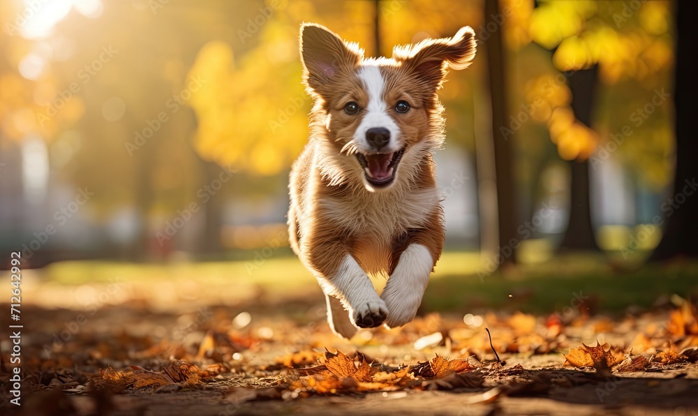 A Playful Pup's Autumn Adventure