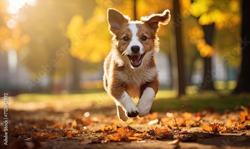 A Playful Pup's Autumn Adventure