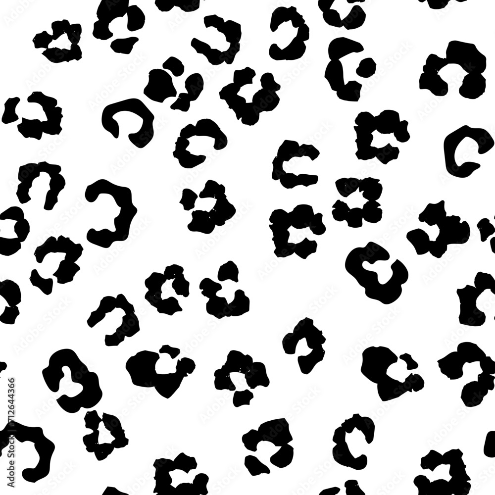 Fototapeta premium White Animal Blot. African Monochrome Pattern. Snow Cheetah Fabric Skin. Leo Seamless Jaguar Art. Leopard Seamless Texture Camouflage. Leo Animal Paint. Snow Vector Print. Black Leopard Dirty Fur.