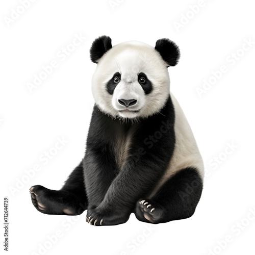 Giant panda bear isolated on transparent and white background. Generative ai