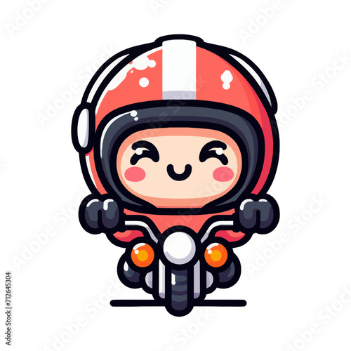 Cute little biker. Vector illustration