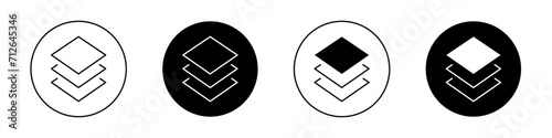 3 Layers icon set. Layers and Stack Vector Symbol in a Black Filled and Outlined Style. Paper layers and fabric for Multi-Stage Process Sign. photo