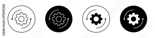 Recovery icon set. Data Recovery and Reset Vector Symbol in a Black Filled and Outlined Style. Device Gear and Renewal Process for Fast Backup Restoration Sign. photo