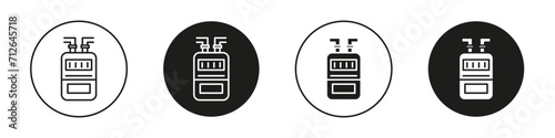 Gas meter icon set. Natural Gas counting meter vector symbol in a black filled and outlined style. Measurement Energy Residential Counter Sign.