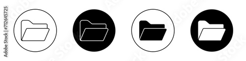 Folder icon set. Computer Portfolio Folder vector symbol in a black filled and outlined style. Computer Open Archive Folder Line Sign. photo