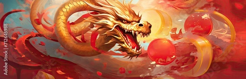 The image for the Chinese New Year background features a golden dragon