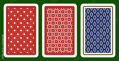 Bridge size playing card backside template for any tabletop game. Simple geometric motif pattern, abstract design, digital illustration. Simplicity concept, original flat style ornament vector graphic