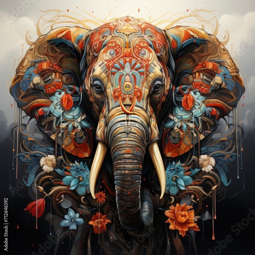Steampunk Elephant Artwork: Fusion of Tradition and Modernity in Ornate Design - Ideal for Art Exhibitions & Luxury Decor, AI-Generated © PixelFusion Creation