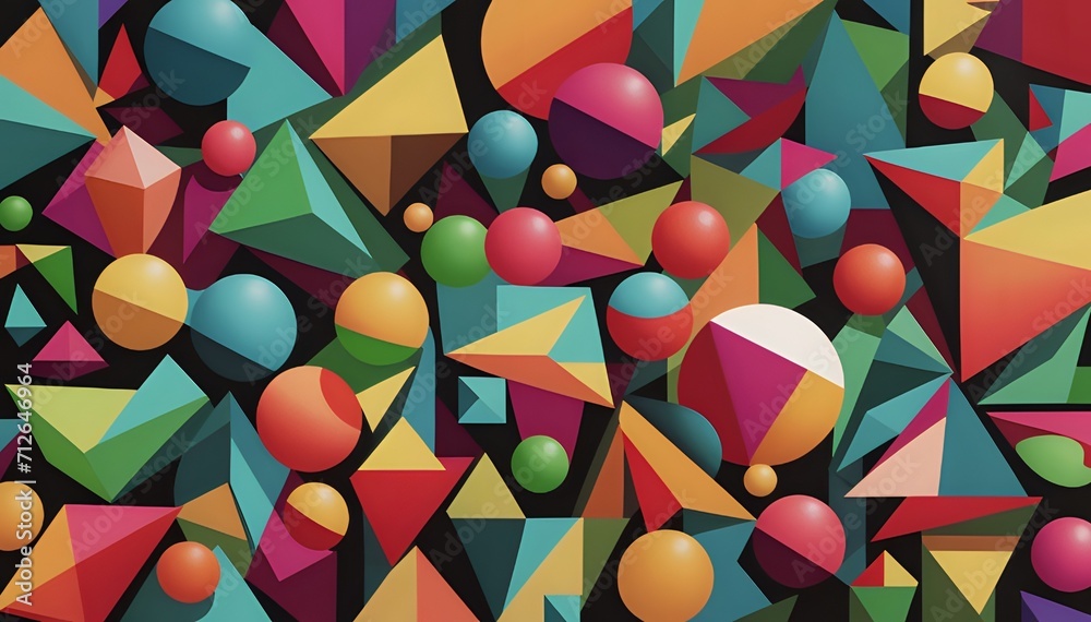 digital artwork featuring a symphony of geometric shapes in vibrant, contrasting colors digital artwork featuring a symphony of geometric shapes in vibrant, contrasting colors