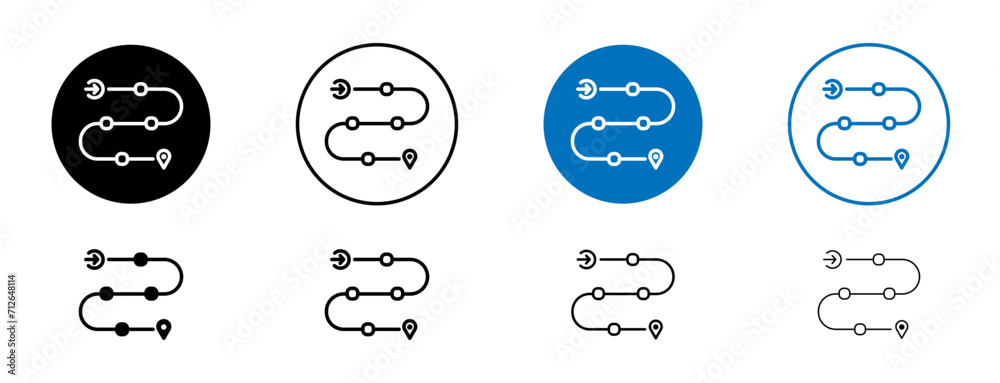 Vetor de Roadmap Line Icon Set. Road Route Map Product Symbol in Black ...