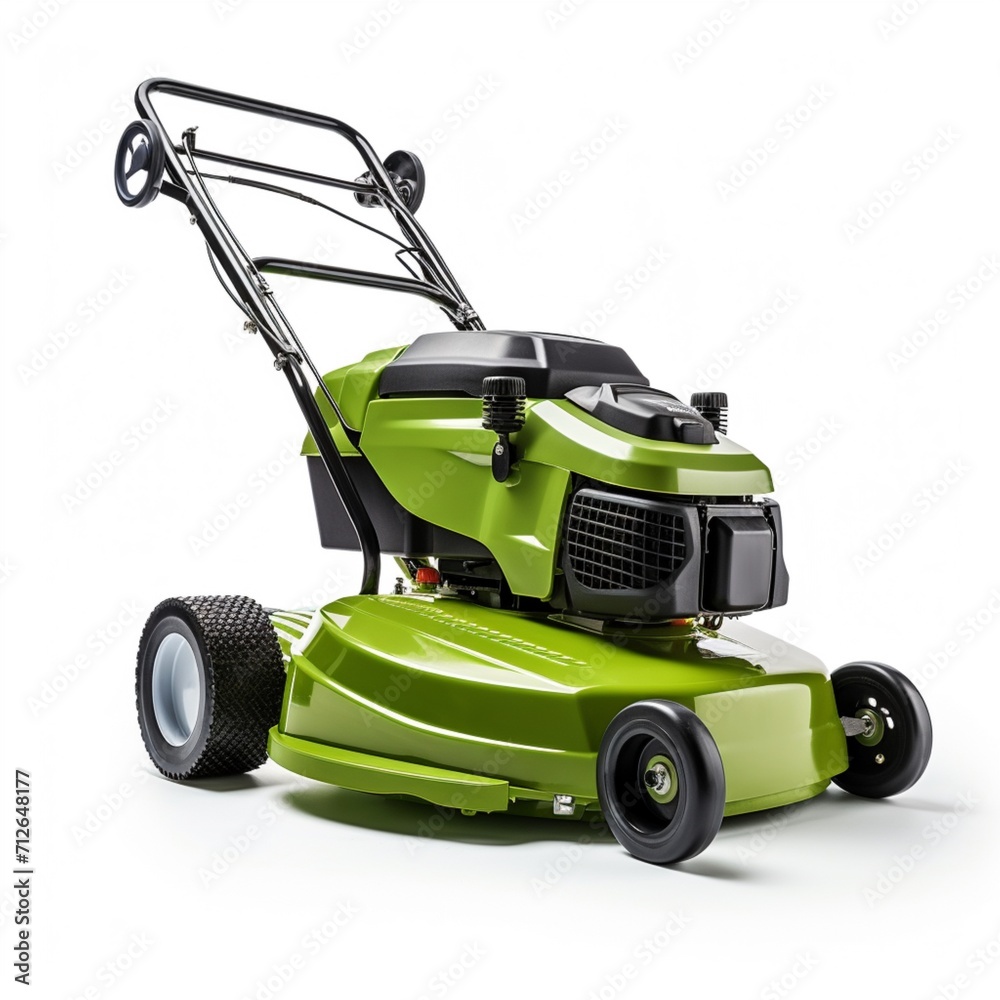 Best Quality Lawn green mower white background picture Ai generated art