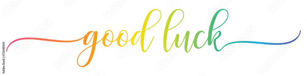 GOOD LUCK – Calligraphy Rainbow Text Effect Banner on Transparent Background GOOD LUCK – Calligraphy Rainbow Text Effect Banner on Transparent Background