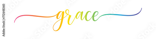 GRACE – Calligraphy Rainbow Text Effect Banner on Transparent Background
