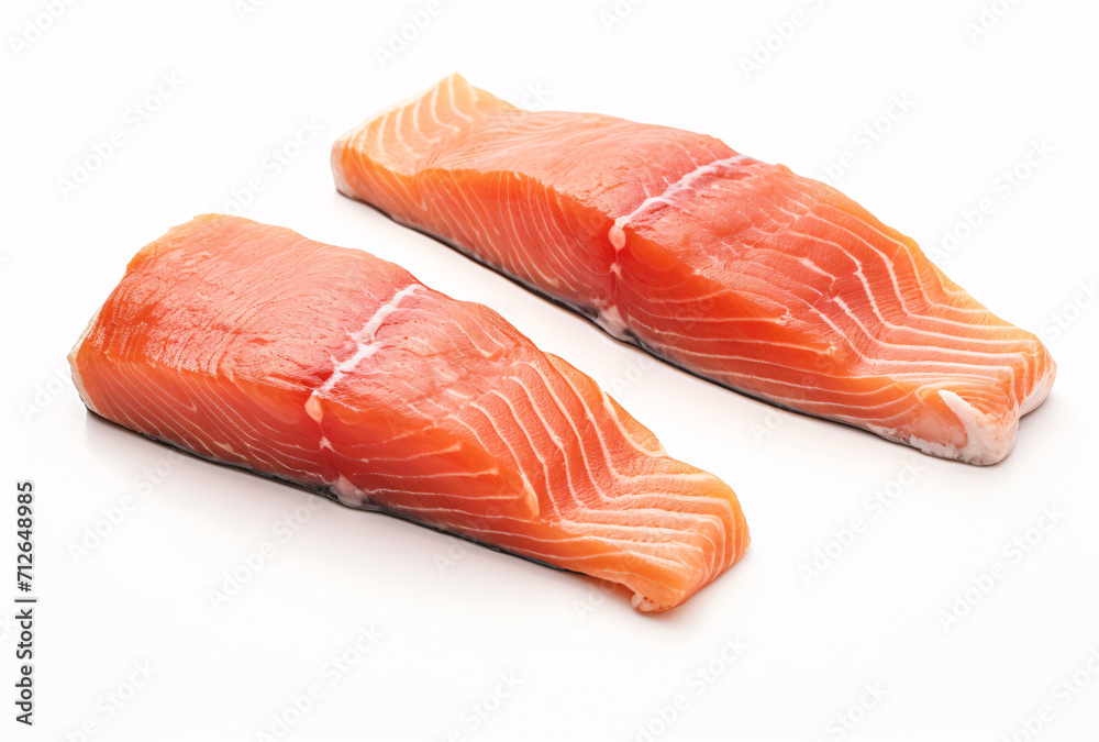 two salmon fillets isolated on white two salmon fillets isolated on white