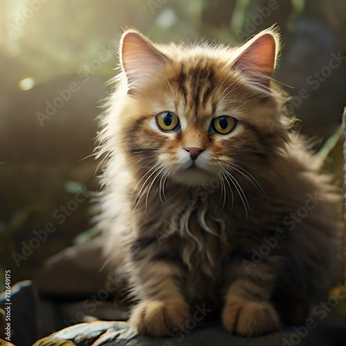A cute cat sit in the place, sun background, high regulation photo © ParthoArt